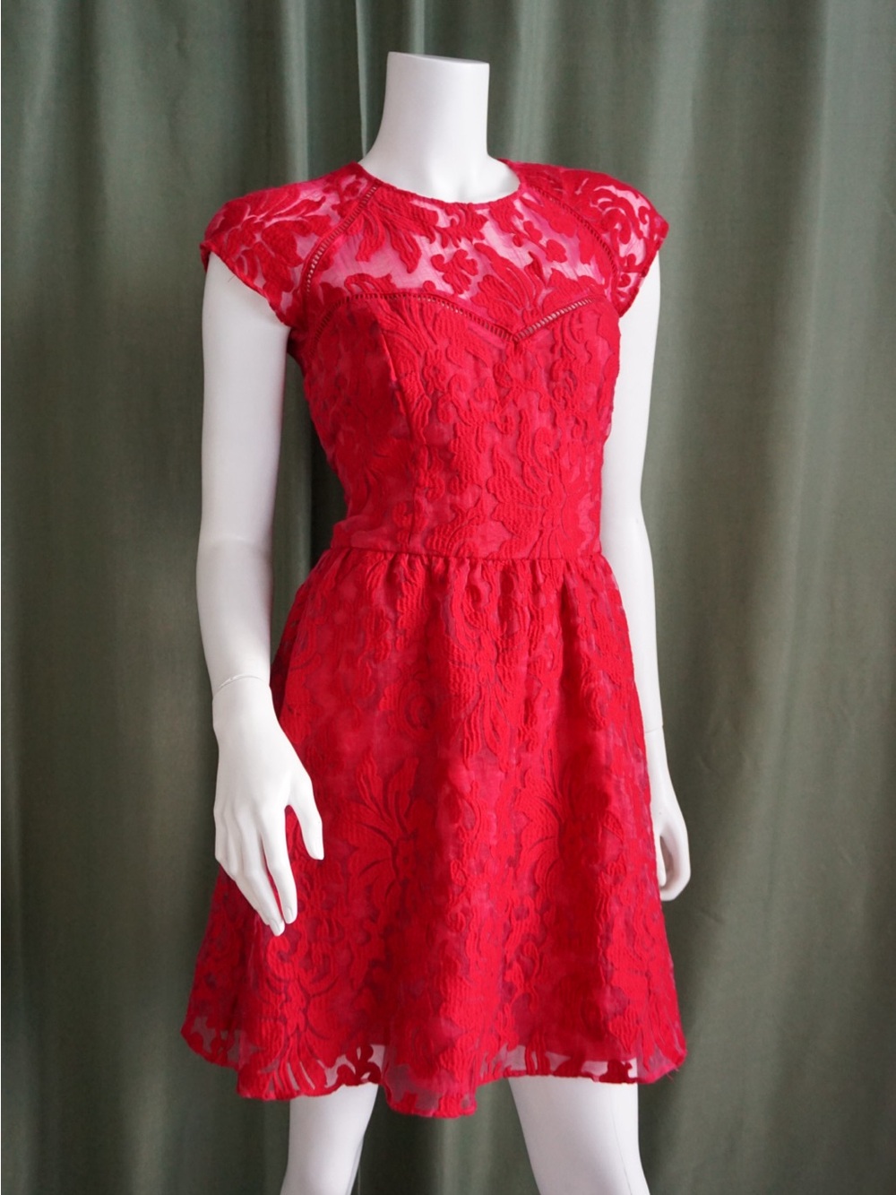 Dolce Vita Red Lace Embroidered Mini Cocktail Dress - Size Large